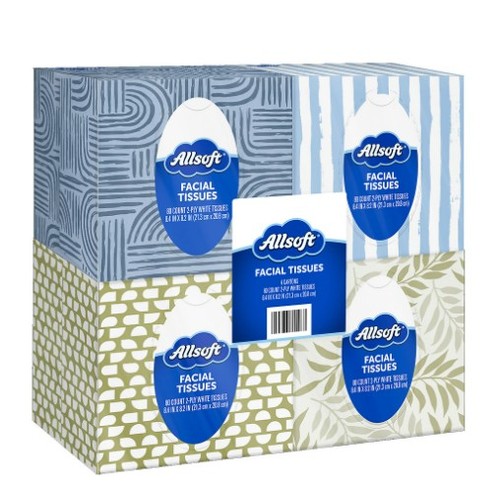Allsoft Facial Tissue Cube, 4pk, 80ct/box