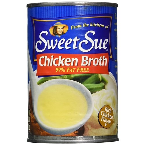 Sweet Sue Chicken Broth 99% Fat Free, 14.5 oz Can (Pack of 24)
