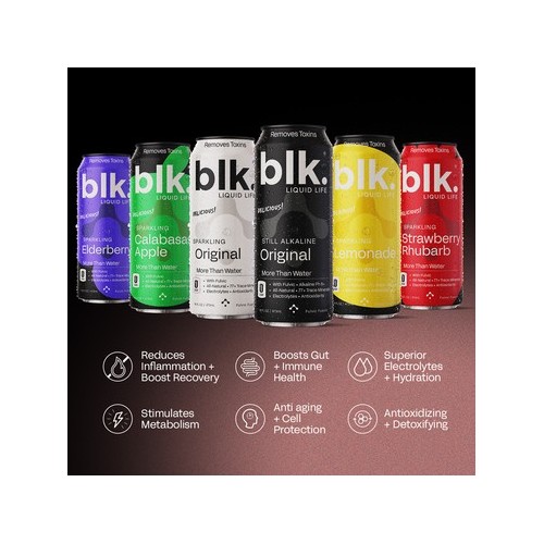 blk. Strawberry Rhurbarb Sparkling Water 16oz 12 Pack Cans