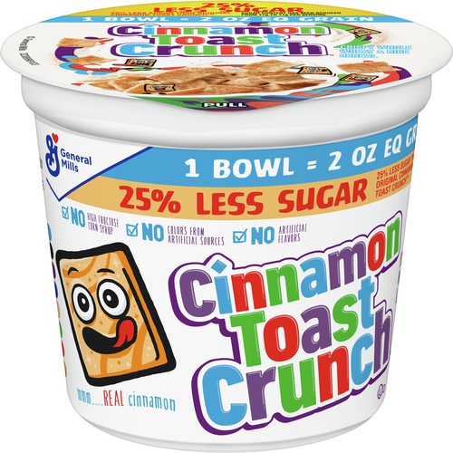 Cinnamon Toast Crunch Cereal 25% Less Sugar Bowlpak K12 2oz eq, 60/2oz