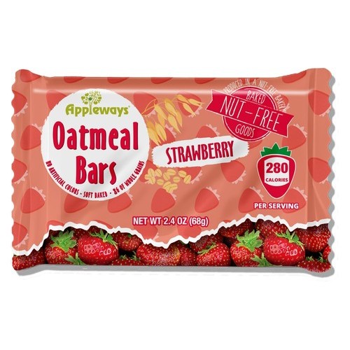 2.4oz Whole Grain Strawberry Oatmeal Bars, IW