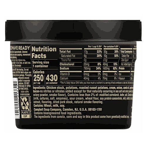 Campbell's Slow Kettle Style Baked Potato Soup With Applewood Smoked Uncured Bacon, 15.5 Ounce Microwavable Bowl (Pack Of 8)