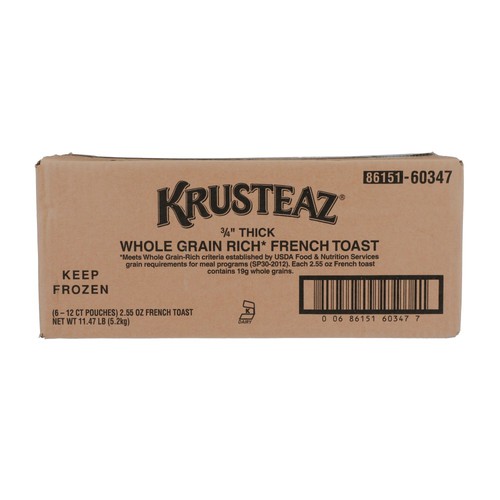 Krusteaz Whole Grain Thick (3/4") French Toast, 6/12/2.55oz