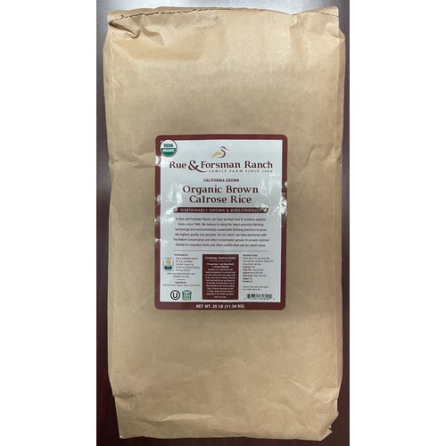 Rue and Forsman Ranch - Sustainably Grown - Organic Brown Calrose Rice - California Grown