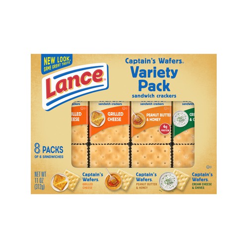 Lance Sandwich Crackers, Variety Pack Captain's Wafers, 8 Ct Box