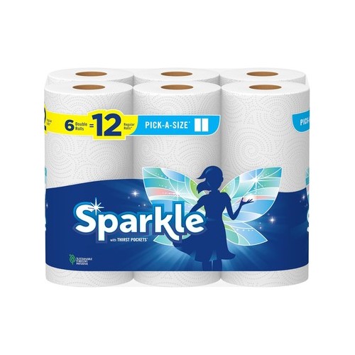 SPARKLE PAPER TOWELS 6 DOUBLE ROLLS, 110 SHEETS/ROLL