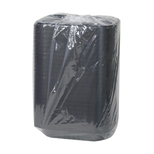 64 oz. 12 x 9" Entrée2Go™ Microwavable Rectangle Container Base, Black, 200 ct.