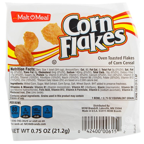 Corn Flakes Cereal Single Serving Bowl