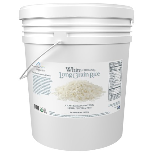 Organic Long Grain White Rice 6G Bucket (40lbs)