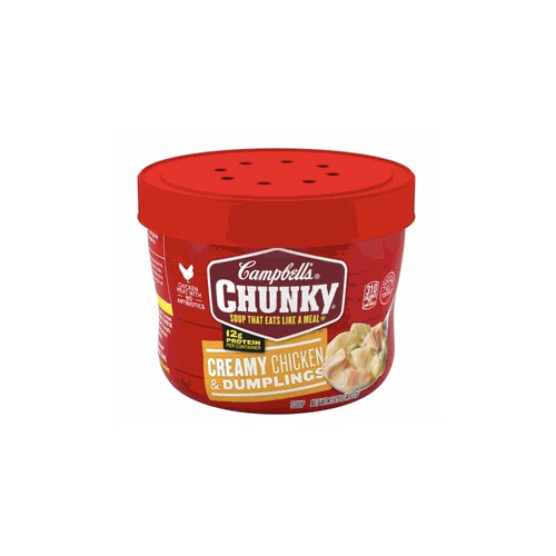 Campbell's Chunky Creamy Chicken & Dumplings Soup Microwavable Bowl, 15.25 oz. (Pack of 8)