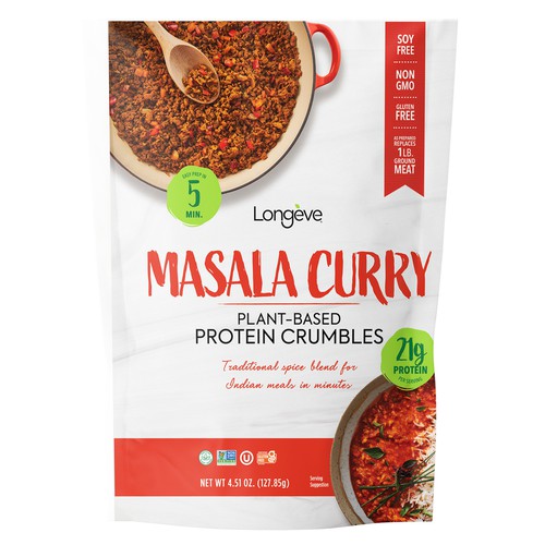 Longève Plant-based Protein Crumbles - Masala Curry (3-oz.)