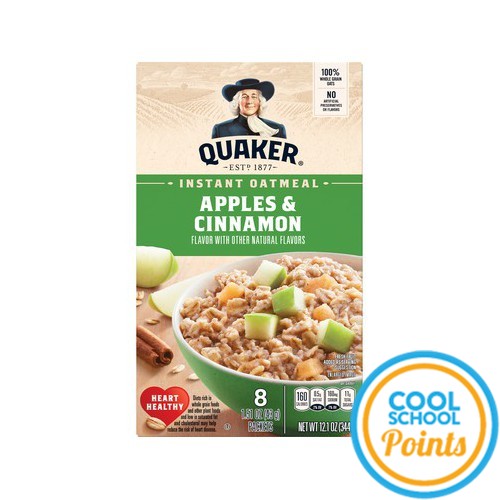 Quaker Instant Oatmeal Apple & Cinnamon, 1.51oz Packets