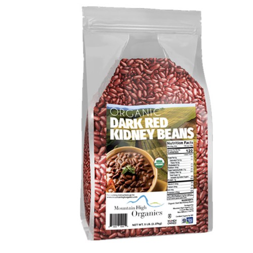 Organic Kidney Dark Red Beans 30lb Case (6x5lb Bags)