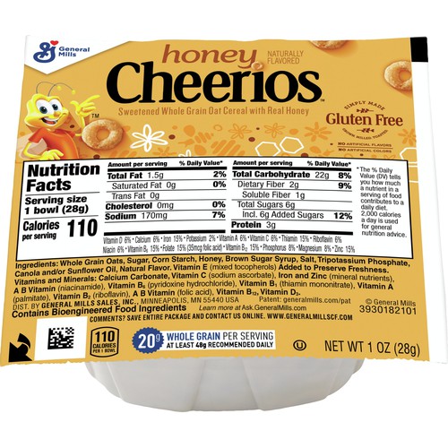 Honey Cheerios Cereal Bowlpak, 96/1oz