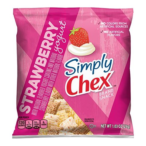 Simply Chex Snack Mix, 1.03 oz, Strawberry Yogurt, 60 ct
