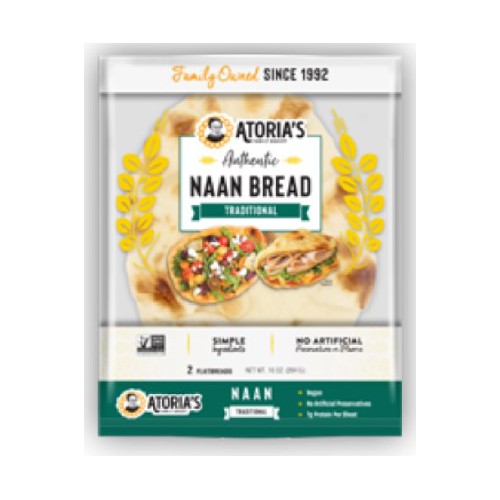 Retail Atoria's Traditional Naan 7" x 9", 8/10oz, Vegan Clean-Label