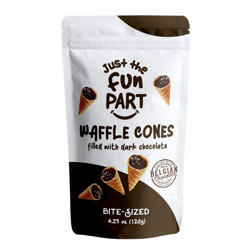 Just The Fun Part Mini-Waffle Cones filled with Belgian Dark Chocolate