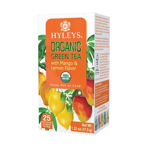 25 Ct Hyleys Organic Green Tea - Mango & Lemon Flavor