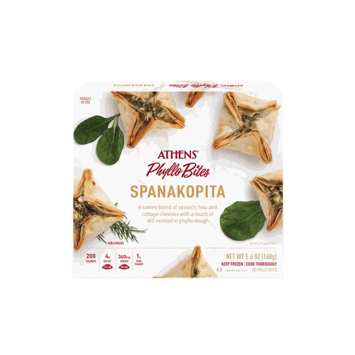 Athens Spanakopita Phyllo Bite Appetizers (12ct), Retail