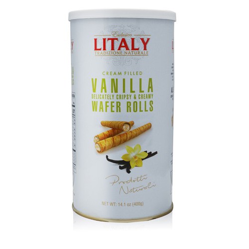 Litaly - Wafer Rolls Vanilla - Tin Can 14.1oz