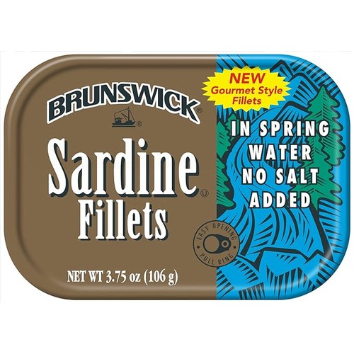 Brunswick Sardine Fillets in Spring Water No Salt Added 12/3.75oz