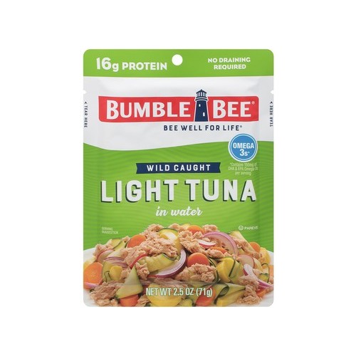 Bumble Bee Light Tuna Pouch in Water, 2.5 oz Pouch (Pack of 12)