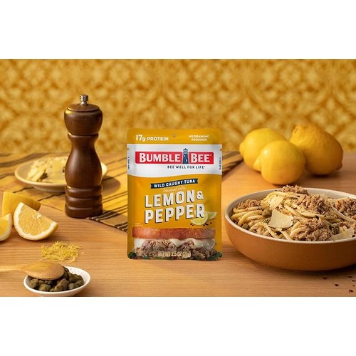 Bumble Bee Lemon & Pepper Seasoned Tuna, 2.5 oz Pouches (Pack of 12)