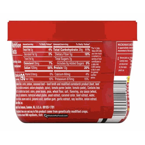 Campbell's Chunky Microwavable Soup, Beef with Country Vegetables Soup, 15.25 Ounce Bowl (Pack of 8)