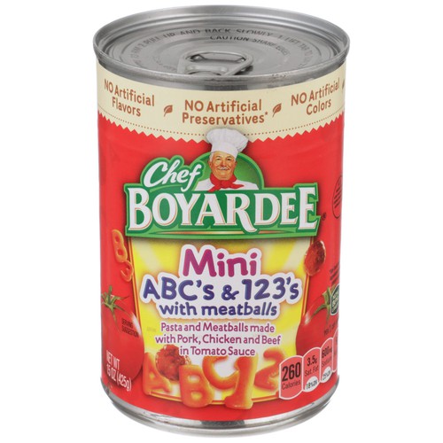 Chef BOYARDEE ABC's and 123's with Meatball Mini Bites Pasta, 15oz Easy-Open Can