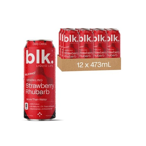 blk. Strawberry Rhurbarb Sparkling Water 16oz 12 Pack Cans