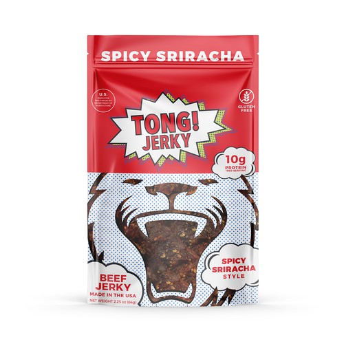 Tong Jerky Spicy Sriracha Beef Jerky, 12/2.25oz
