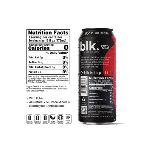 blk. Strawberry Rhurbarb Sparkling Water 16oz 12 Pack Cans