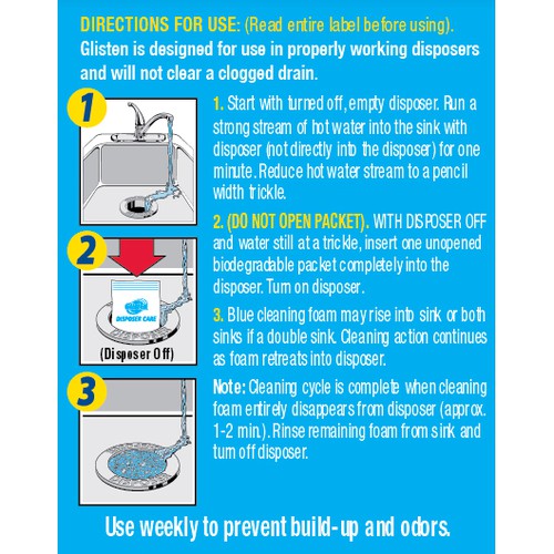 Glisten Disposer Care Foaming Cleaner, Lemon Scent, 4 Use