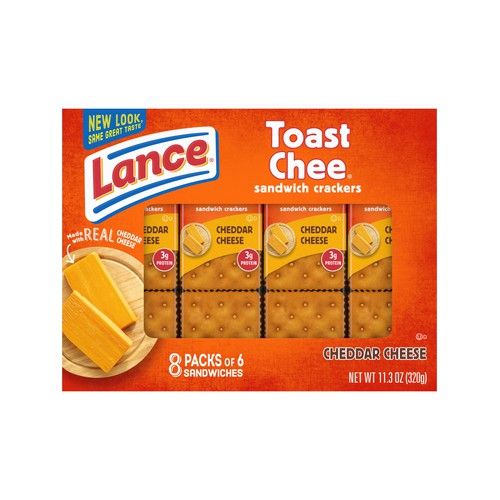 Lance Sandwich Crackers, ToastChee Cheddar, 8 Ct Box