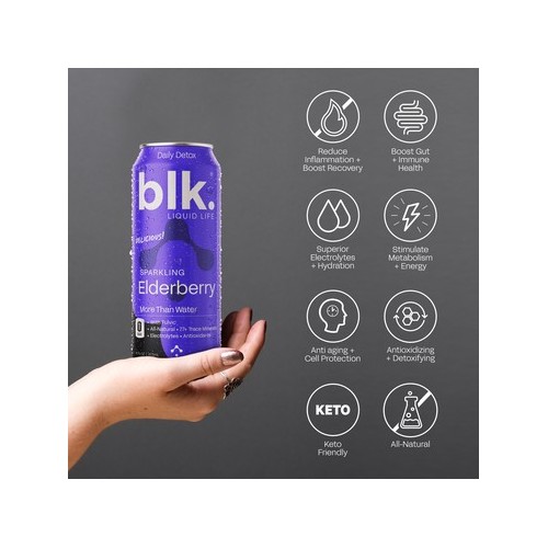 blk. Elderberry Sparkling Water 16oz 12 Pack Cans