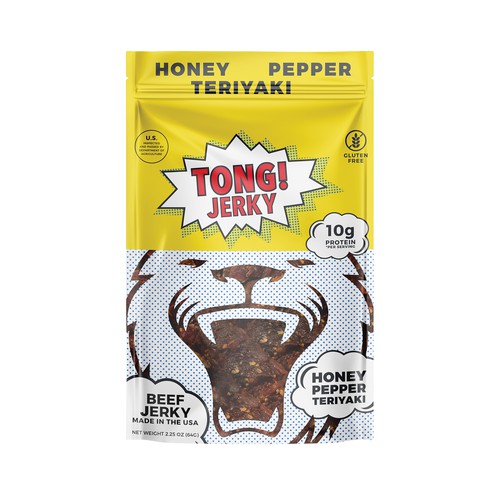 Tong Jerky Honey Pepper Teriyaki Beef Jerky, 12/2.25oz