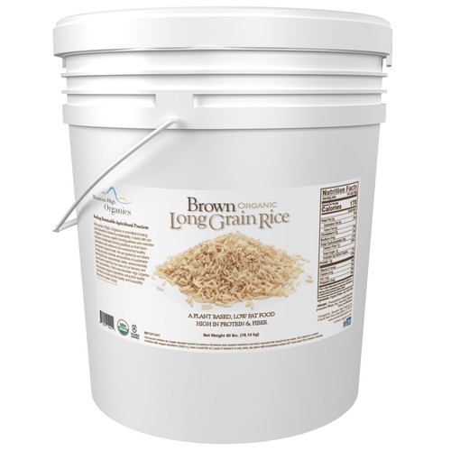 Organic Long Grain Brown Rice 6G Bucket (40lbs)