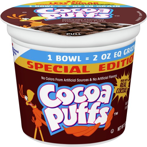Cocoa Puffs Cereal 25% Less Sugar Bowlpak K12 2oz eq, 60/2oz