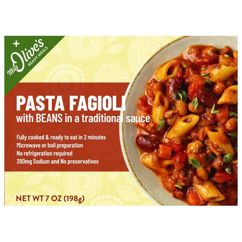 Shelf Stable Pasta Fagioli with Beans in a Traditional Sauce