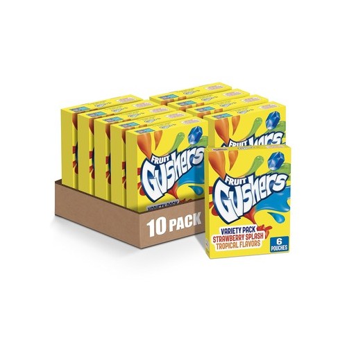 GM GUSHERS STRAWBERRY SPLASH TROPICAL FLAVORS, .8OZ 6CT