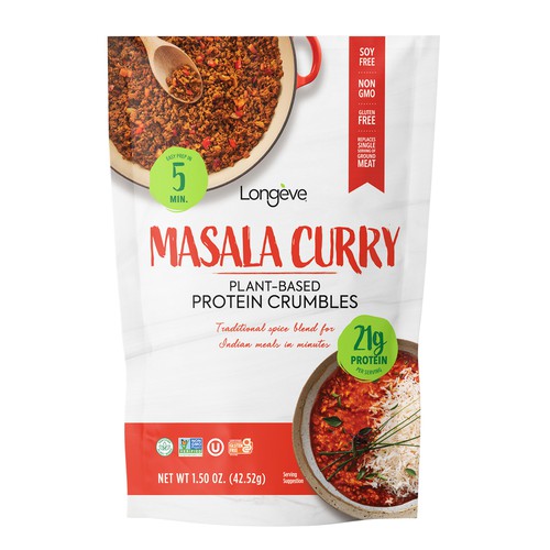 Longève Plant-based Protein Crumbles - Masala Curry (1-oz.)