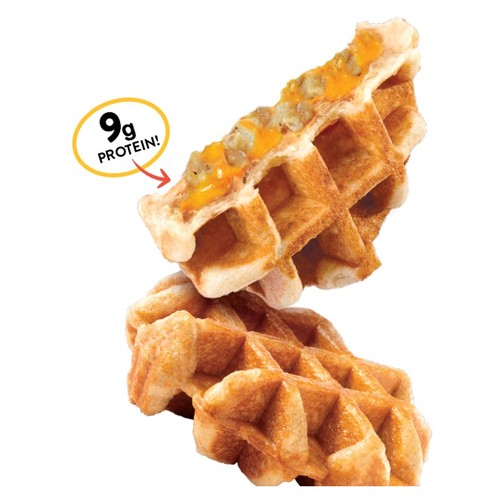 Chicken Sausage & Cheese in a Maple Snackn Waffle