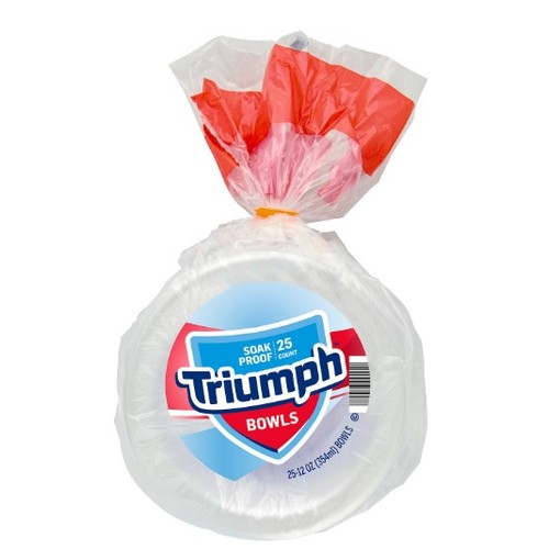 Triumph White Foam Soak Proof Bowls, 25ct