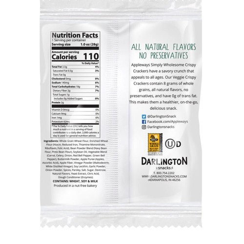 1.0oz Whole Grain Veggie Crackers, IW
