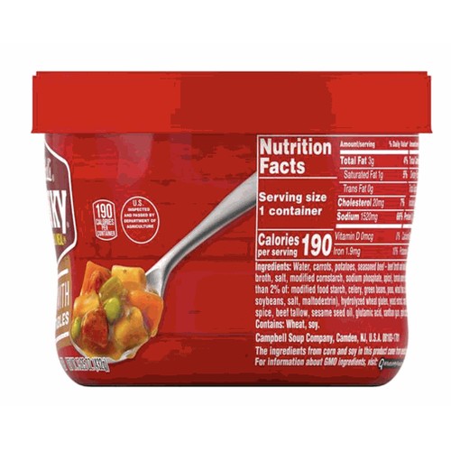 Campbell's Chunky Microwavable Soup, Beef with Country Vegetables Soup, 15.25 Ounce Bowl (Pack of 8)