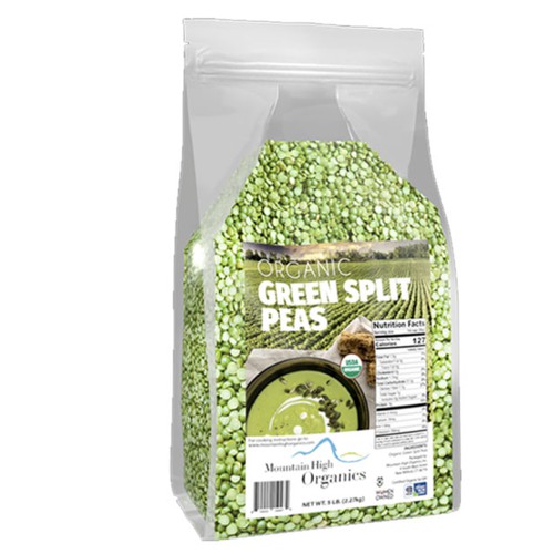 Organic Green Split Peas  30lb Case (6x5lb Bags)