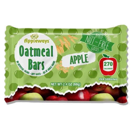 2.4oz Whole Grain Apple Oatmeal Bars, IW