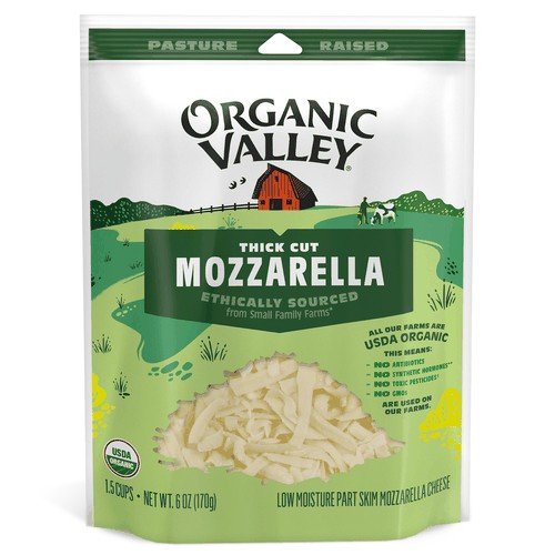 Organic Thick Cut Shredded Mozzarella Cheese, 6oz