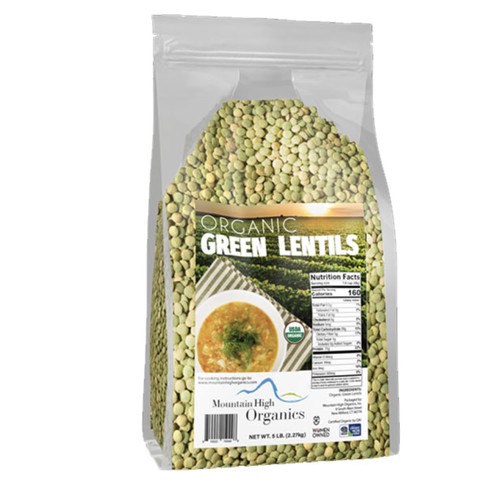 Organic Green Lentils 30lb Case (6x5lb Bags)