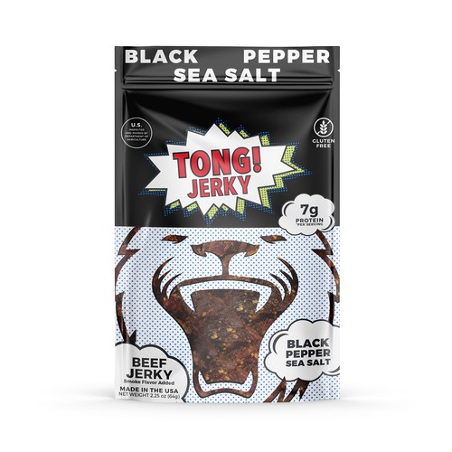 Tong Jerky Black Pepper & Sea Salt Beef Jerky, 12/2.25oz